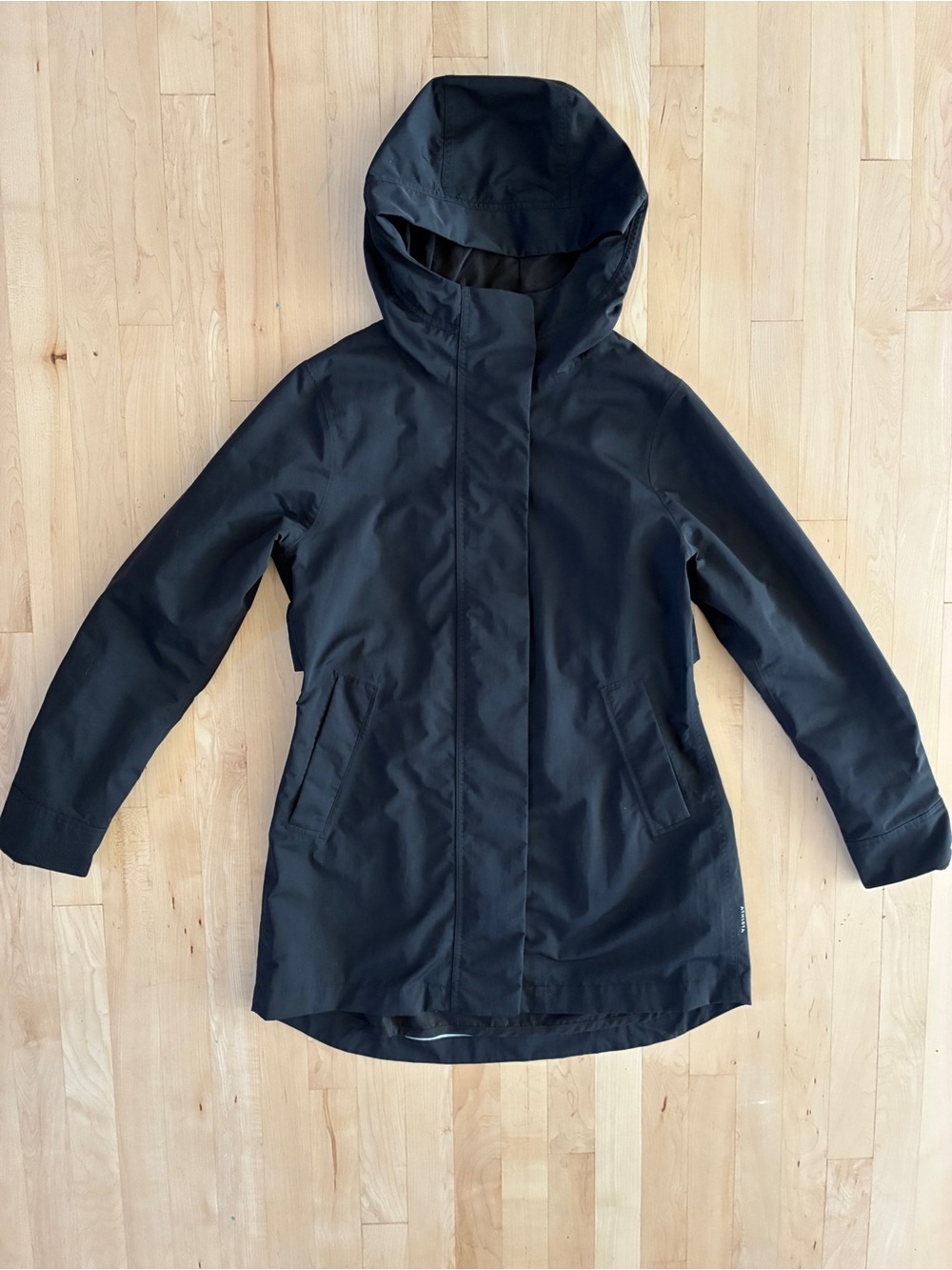 Athleta Rainout Black Waterproof Parka Jacket Small